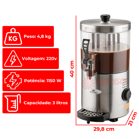 Chocolateira 3 Litros Pá Giratória 220v Marchesoni