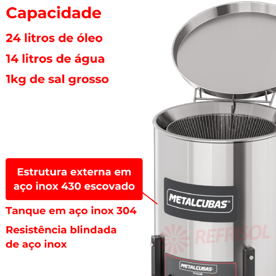 Fritadeira Tacho de Fritura Elétrico 38 Litros TFAO 40 CG 220v Metalcubas
