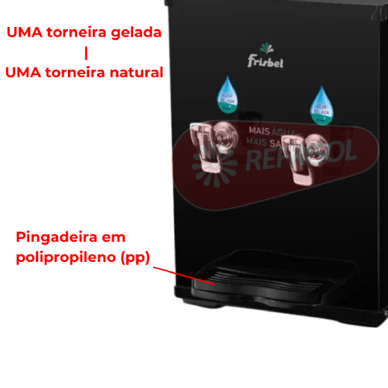 Bebedouro Industrial de Bancada 1 Gelada 1 Natural 10 Litros 110v Office Black Frisbel
