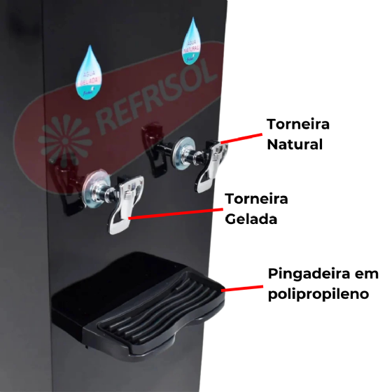 Bebedouro Industrial de Coluna 1 Gelada 1 Natural 25 Litros 110v Office Black Frisbel