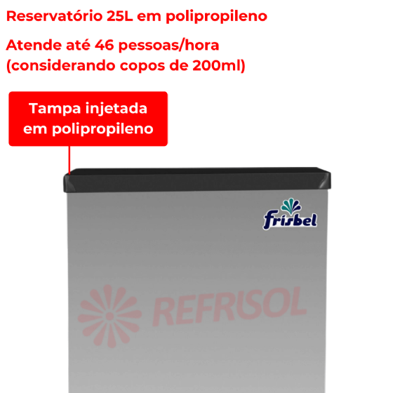 Bebedouro Industrial de Bancada 1 Gelada 1 Natural Inox 25 Litros 220v Office Frisbel
