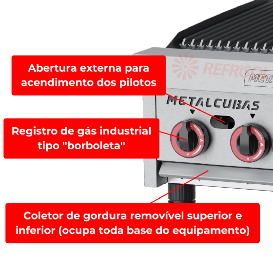 Char Broiler a Gás 60 cm CHB 60 Inox Metalcubas