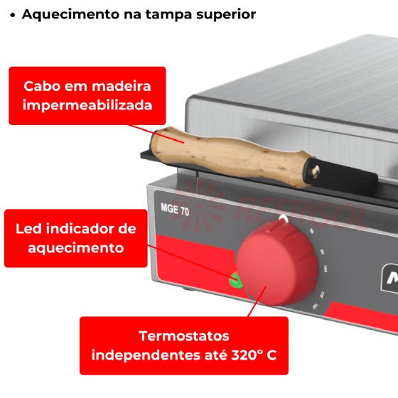 Grill Elétrico 70 cm Com Prensa MGE 70 220v Metalcubas