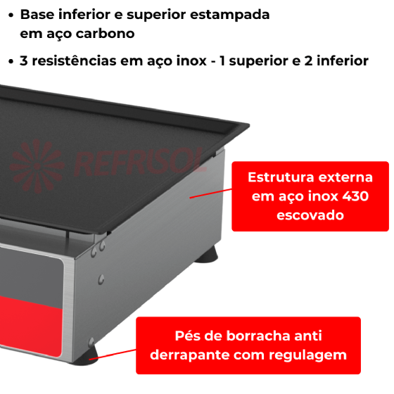 Grill Elétrico 70 cm Com Prensa MGE 70 110v Metalcubas