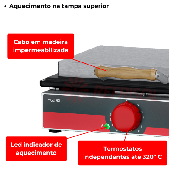 Grill Elétrico 90 cm Com Prensa MGE 90 220v Metalcubas