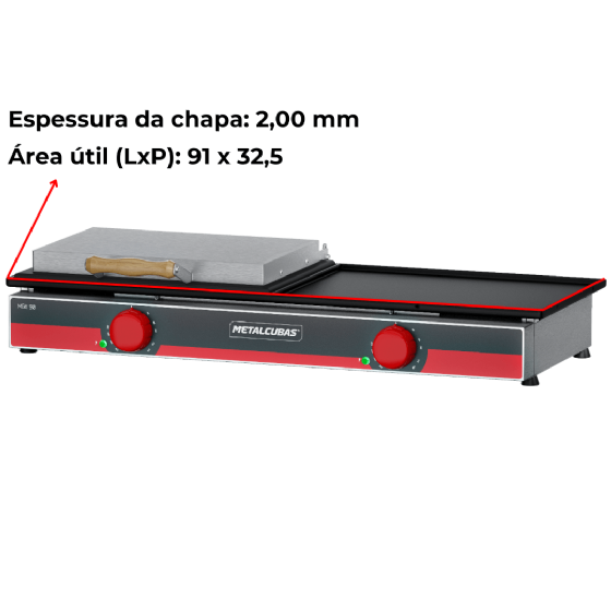 Grill Elétrico 90 cm Com Prensa MGE 90 220v Metalcubas