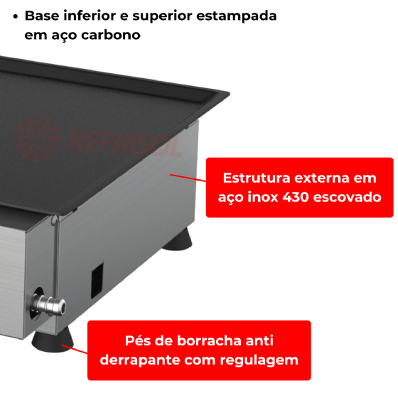 Grill a Gás 70 cm Com Prensa MGG 70 Metalcubas