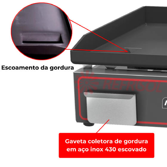Chapa Bifeteira a Gás Compacta 45x45 CBG 450 C Metalcubas