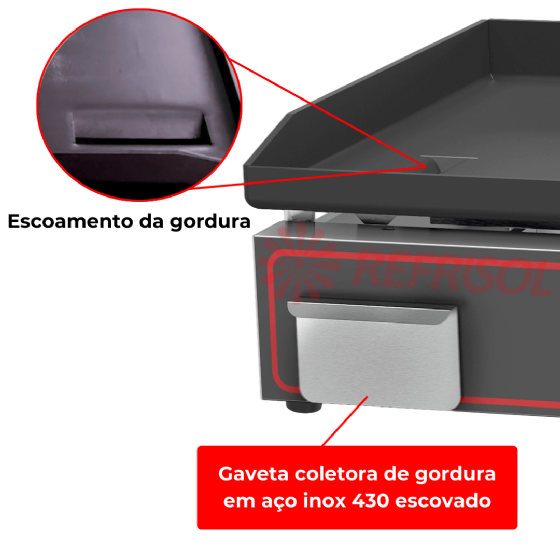 Chapa Bifeteira a Gás Compacta 60x45 CBG 600 C Metalcubas