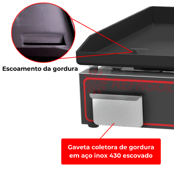 Chapa Bifeteira a Gás Compacta 80x45 CBG 800 C Metalcubas