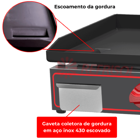 Chapa Bifeteira a Gás Compacta 120x45 CBG 1200 C Metalcubas