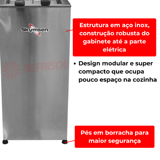 Fritadeira Elétrica Zona Fria de Óleo Pedestal 15 Litros 8000 W FZP8 220v Skymsen