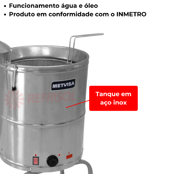 Fritadeira Água e Óleo Elétrica 38 Litros 8000 W FIE 20 Max 220v Metvisa