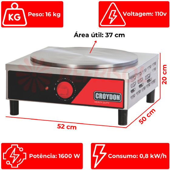 Panquequeira Elétrica Simples MPES 110v Croydon