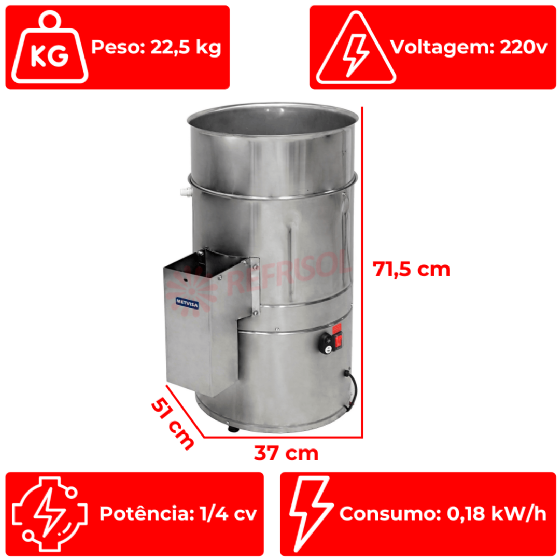 Descascador de Batata 6 kg DB 6 Inox 220v Metvisa