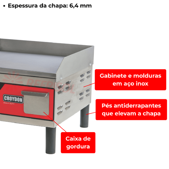 Chapa Churrasqueira Elétrica 45 cm CE04 220v Croydon
