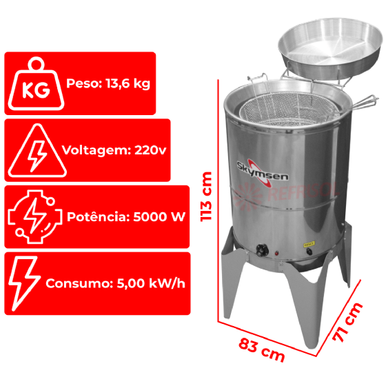 Fritadeira Água e Óleo 24 Litros FC-N Inox 220v Skymsen