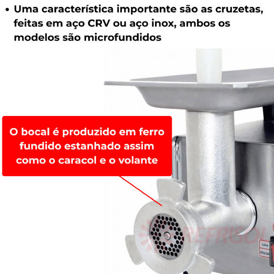 Picador Moedor de Carne Boca 8 de Ferro Fundido Bivolt CAF