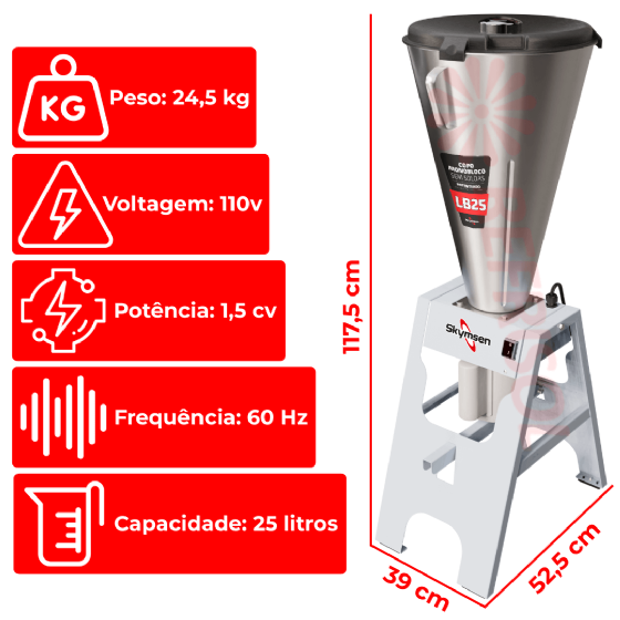 Liquidificador Comercial Basculante 25 Litros LB 25 MB 110v Skymsen