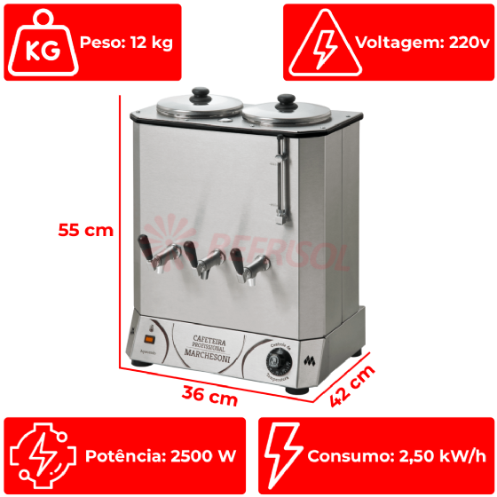 Cafeteira Elétrica Profissional 8 Litros 220v Marchesoni