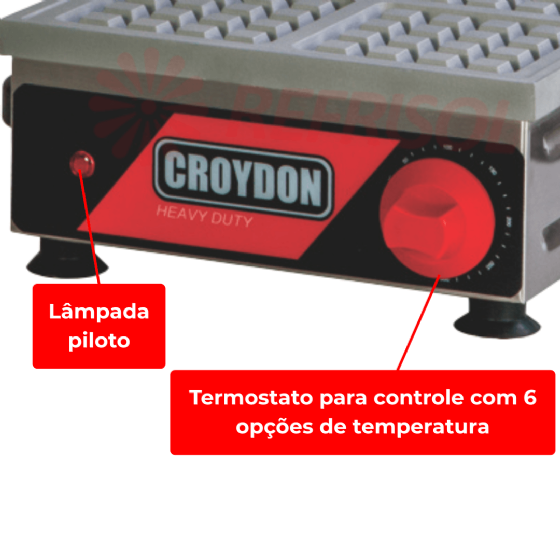 Máquina de Waffle Quadrada Simples Waffleira MWQS 220v Croydon
