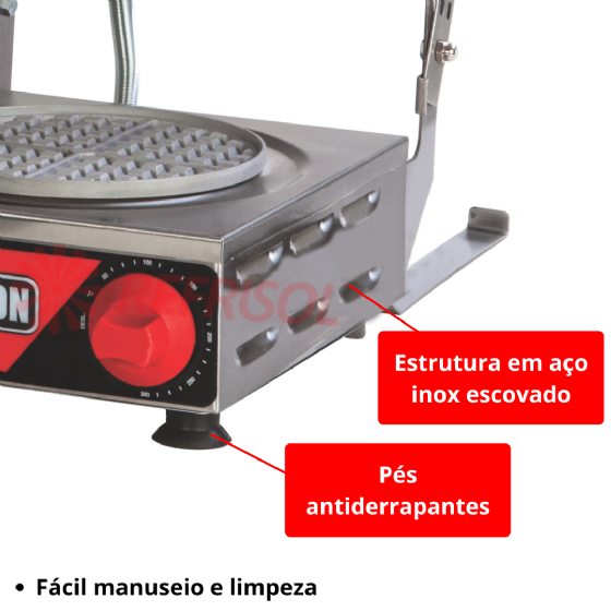 Máquina de Waffle Elétrica Redonda Simples MWRS 220v Croydon