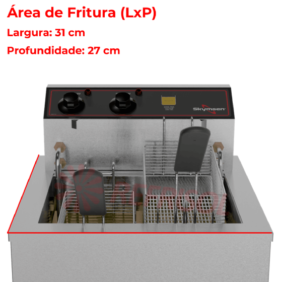 Fritadeira Elétrica Zona Fria de Óleo 15 Litros 8000 W FZM8 220v Skymsen