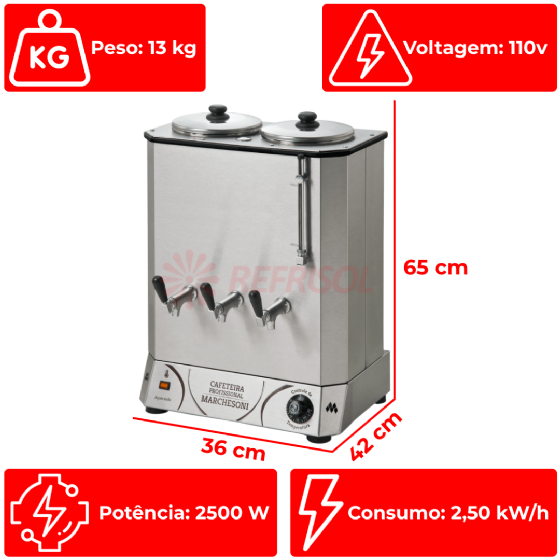 Cafeteira Elétrica Profissional 12 Litros 110v Marchesoni