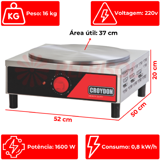 Panquequeira Elétrica Simples MPES 220v Croydon