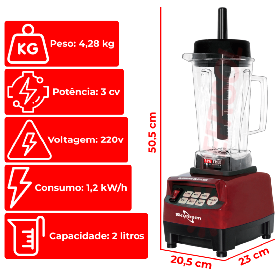 Liquidificador Supreme Blender BS2 Copo Tritan Alta Rotação 220v Skymsen