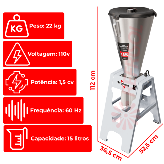 Liquidificador Comercial Basculante 15 Litros LB 15 MB 110v Skymsen