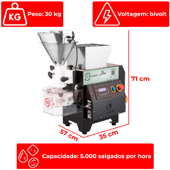 Modeladora Automática de Salgados e Doces Bivolt Sirius SR 5.0 PRO Painel Digital Bailon