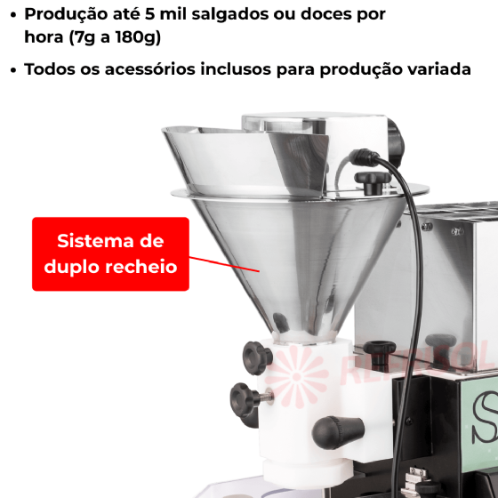 Modeladora Automática de Salgados e Doces Bivolt Sirius SR 5.0 PRO Painel Digital Bailon