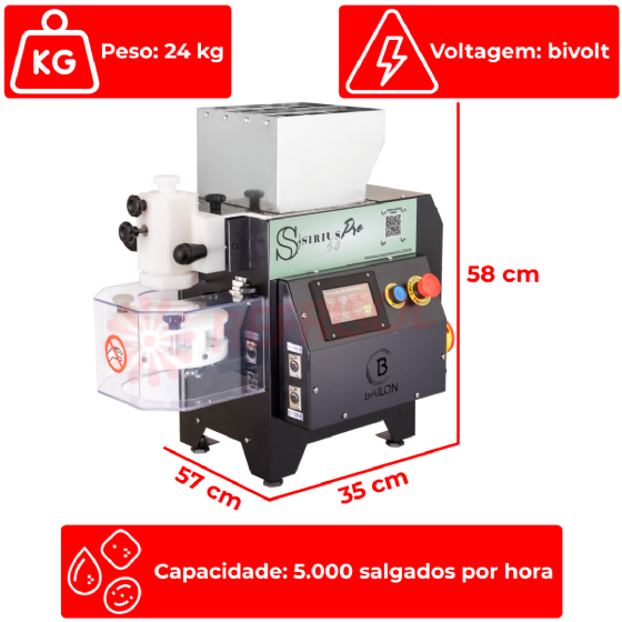 Modeladora Automática de Salgados e Doces Bivolt Sirius SR 5.0 PRO Touch Screen Bailon