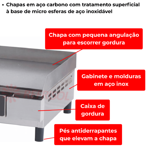 Chapa Churrasqueira Profissional à Gás 80 cm FG08 Croydon