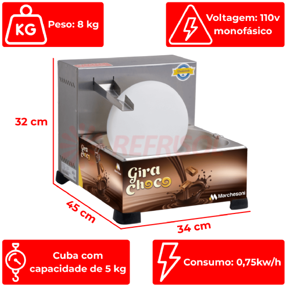 Derretedeira Cascata Giratória Para Chocolate Gira Choco 110v Marchesoni