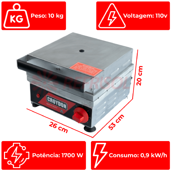 Máquina de Crepe Suiço Crepeira 10 Cavidades CRPP 110v Croydon
