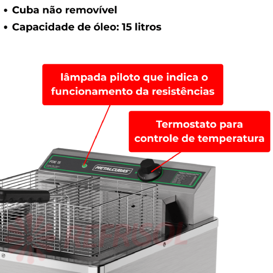 Fritadeira Elétrica Zona Fria de Óleo 15 Litros FOE 15 M 110v Metalcubas