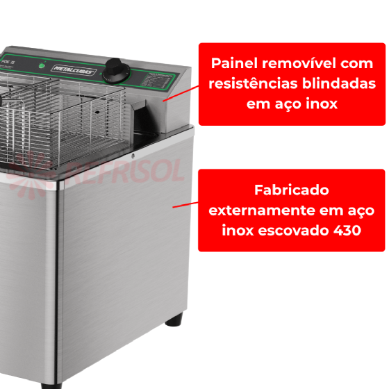 Fritadeira Elétrica Zona Fria de Óleo 15 Litros FOE 15 M 110v Metalcubas