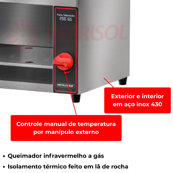 Forno Gratinador a Gás Salamandra FSG 65 Metalcubas