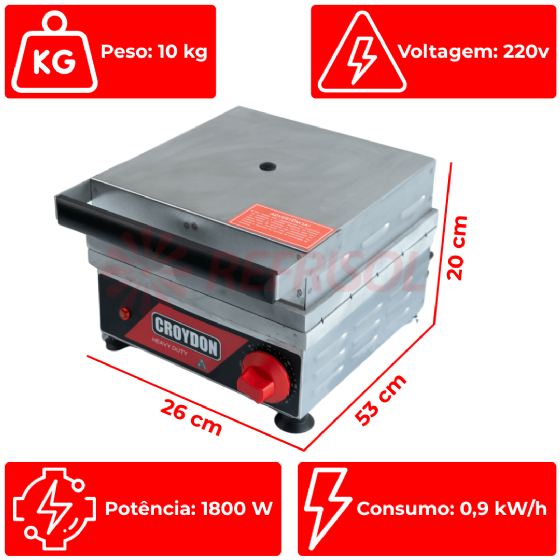 Máquina de Crepe Suiço Crepeira 10 Cavidades CRPP 220v Croydon