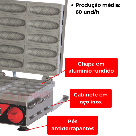 Máquina de Crepe Suiço Crepeira 10 Cavidades CRPP 220v Croydon
