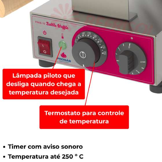 Máquina Industrial Bubble Waffle Formato Coração PRKB-10 220v Progás