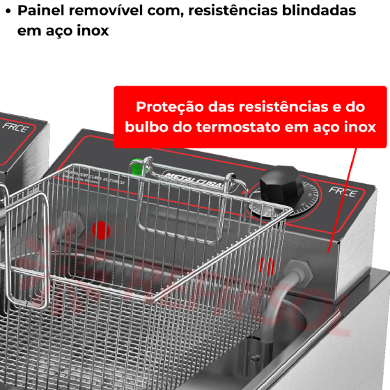 Fritadeira Elétrica 2 Cubas Óleo 06 litros FRCE 06 110v Metalcubas