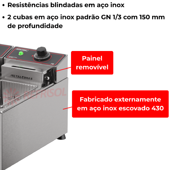 Fritadeira Elétrica 2 Cubas de 3 Litros FE 2 C 220v Metalcubas