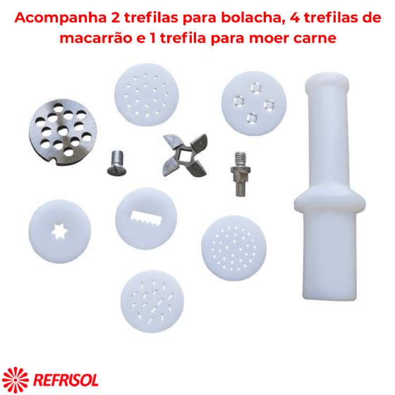 Moedor e Extrusor de Carnes/Massas Boca 7 Inox Bivolt Bigolar