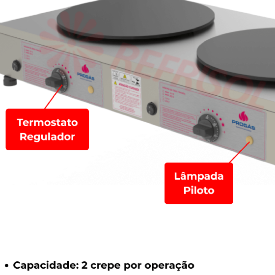Chapa Crepe Francês Redonda Esmaltada PRKF-202E 220v Progás
