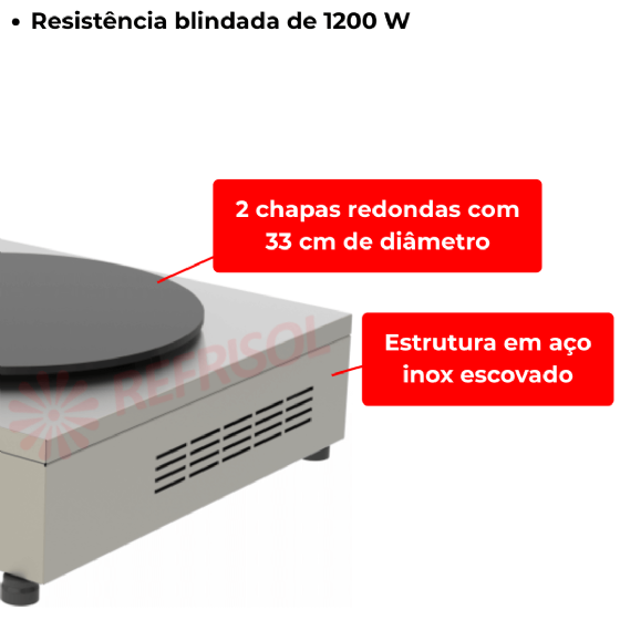 Chapa Crepe Francês Redonda Esmaltada PRKF-202E 220v Progás