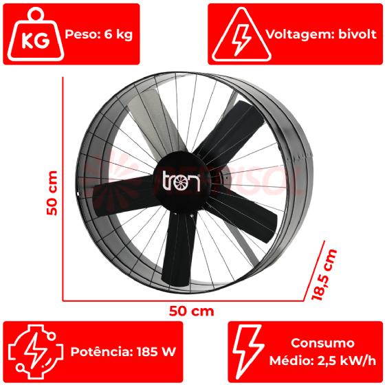 Ventilador e Exaustor Axial 50 Cm Bivolt Tron