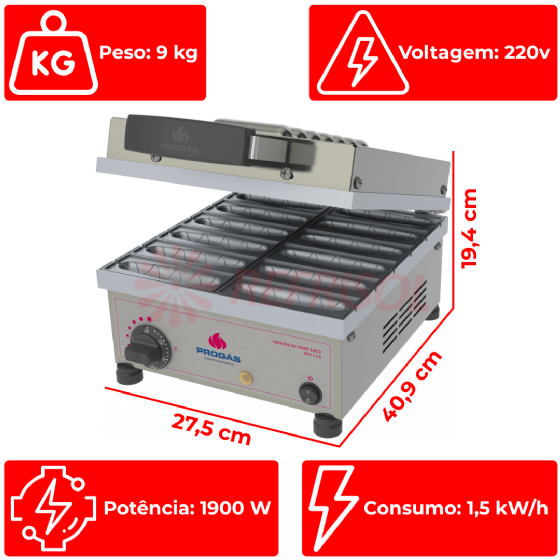 Máquina de Crepe Suiço Crepeira 12 Cavidades PRK-12 E 220v Progás